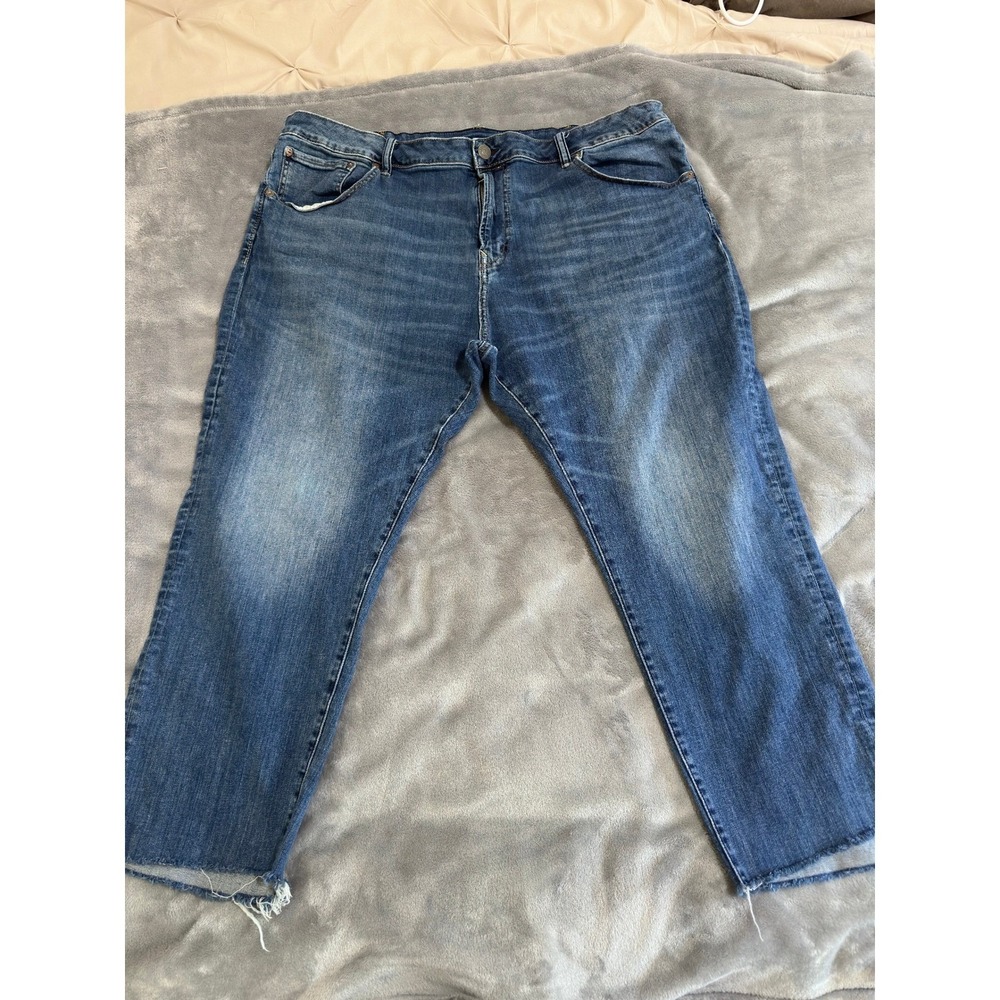 American Eagle Next Level Flex Jeans Mens 44 Blue Straight Raw Hem Stretch Denim